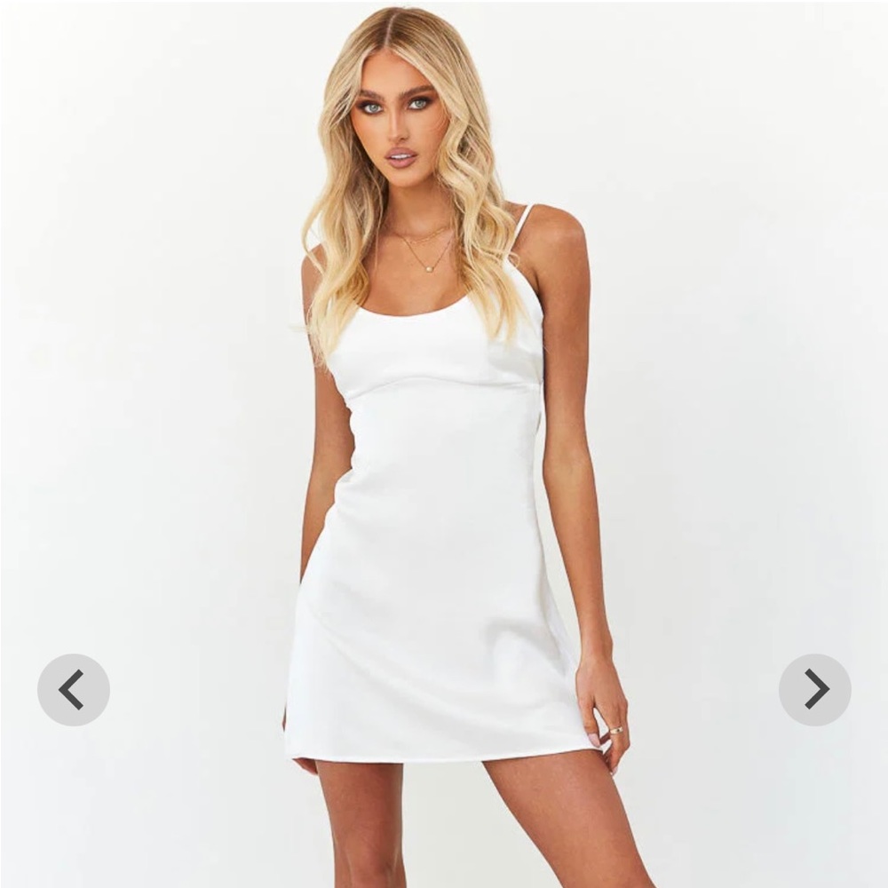 Beginning Boutique Clary White Satin Mini Dress